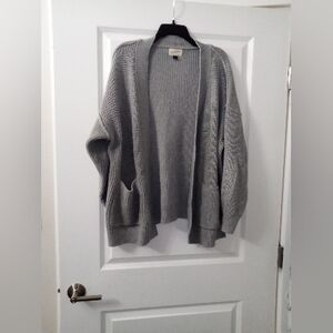 Grannycore Gray Open-Front Knit Cardigan With Pockets Size 2XL